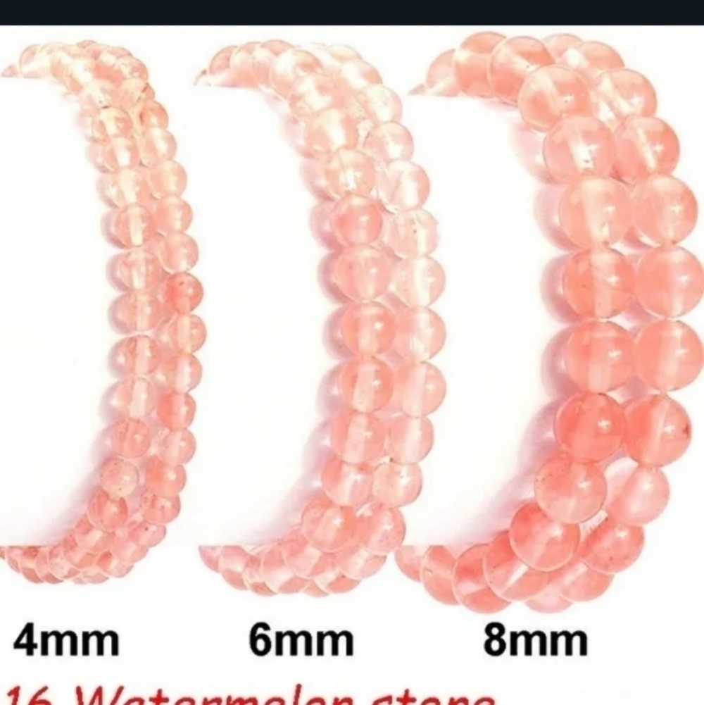 Watermelon Stone 8mm Natural Stone Beaded Bracelet - Picture 2 of 2